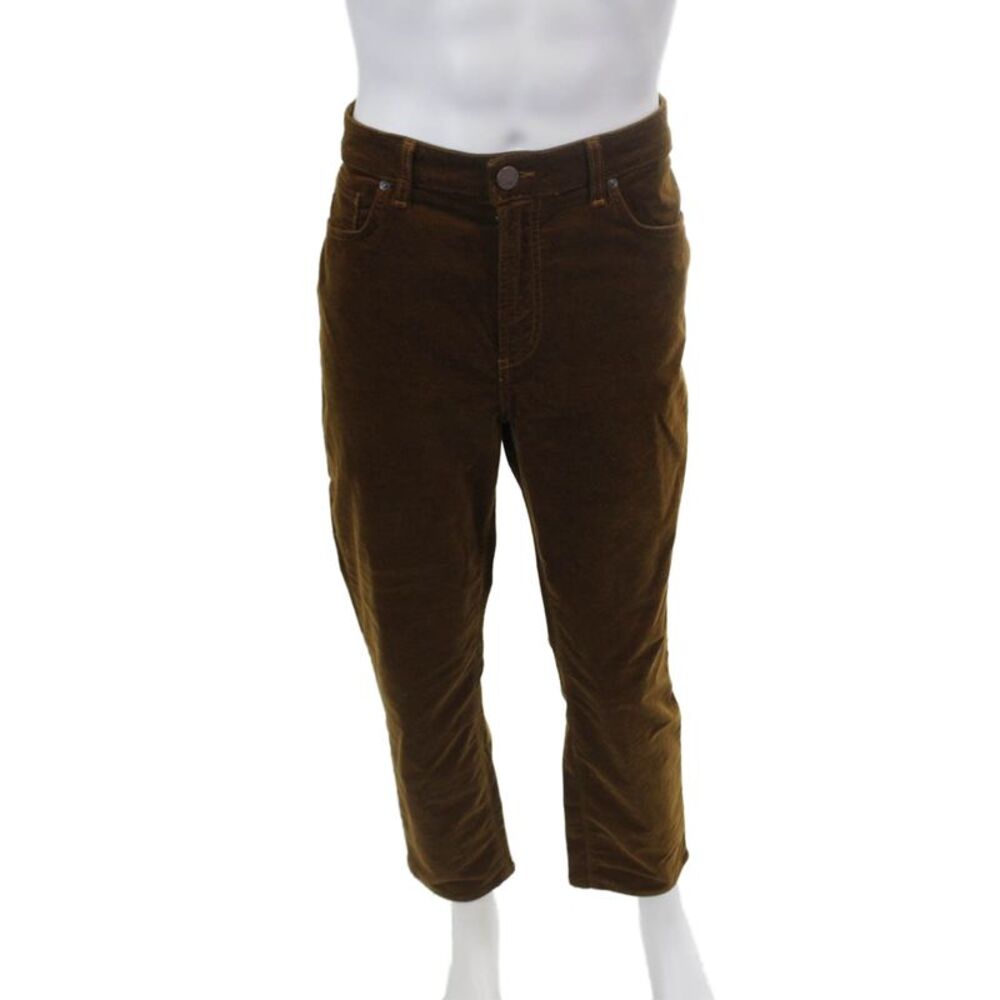 Monfrere Mens Cotton Blend Velvet Flat Front Straight Leg Pants Brown Size 36